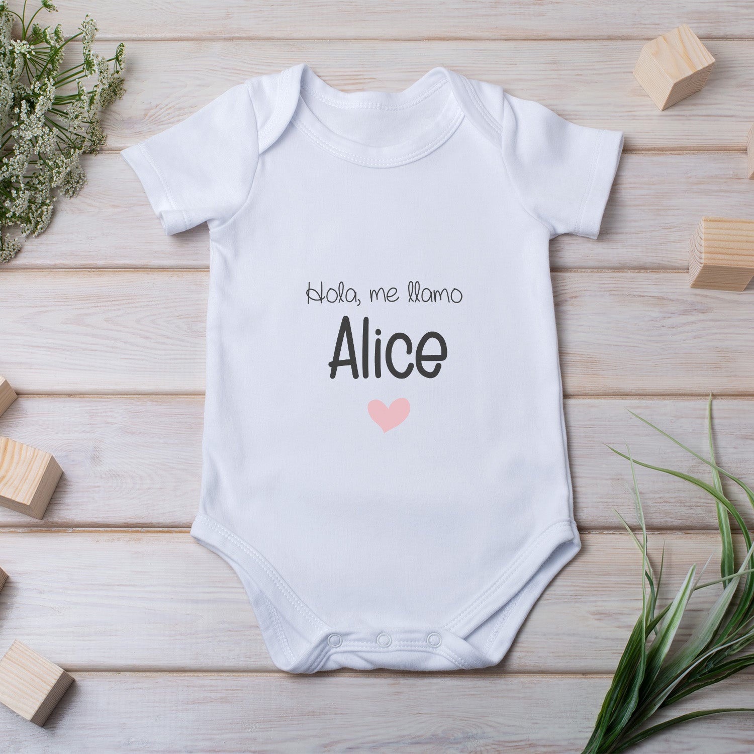 Body Para Bebé Personalizado Con Corazón Y Nombre