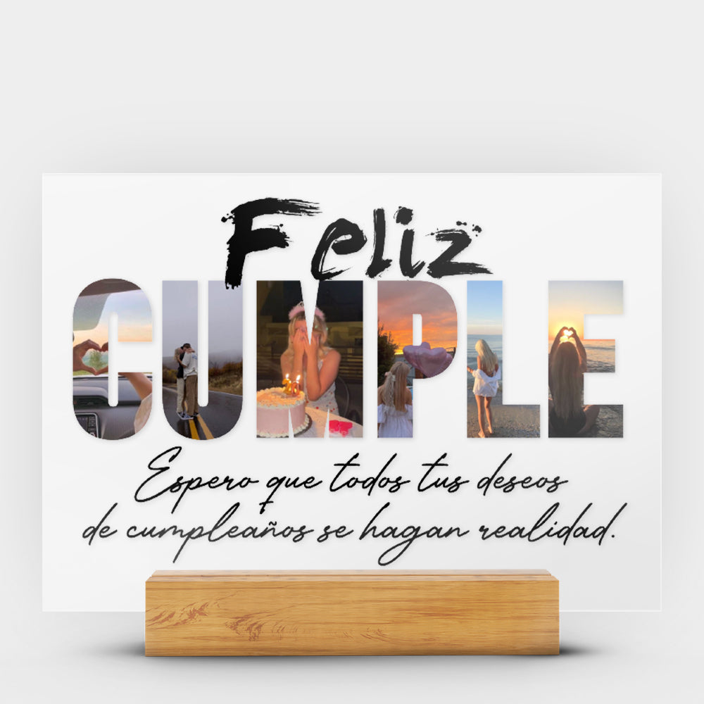 Placa Transparente Personalizada Feliz Cumpleaños