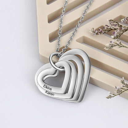 Collar Personalizado Corazones con Cuatro Nombres