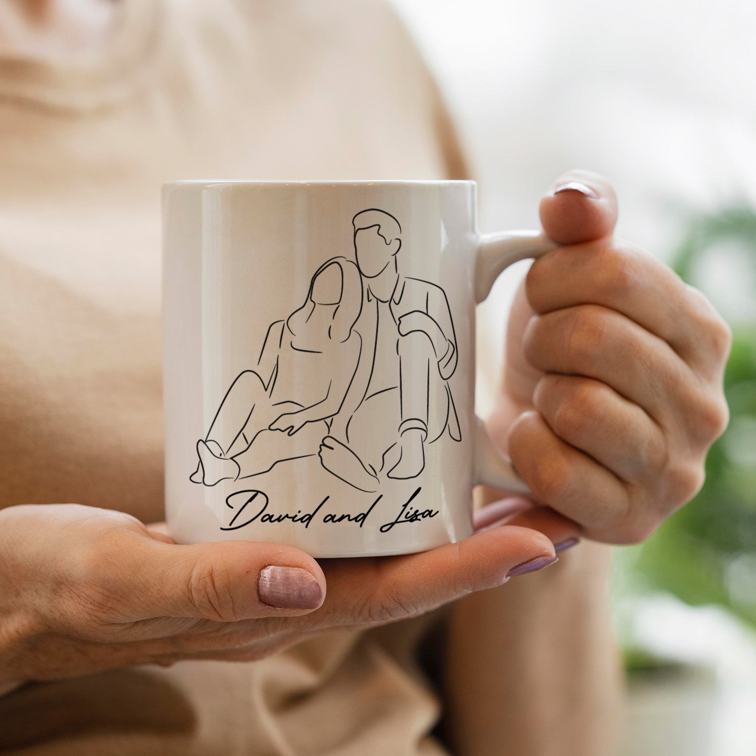 Taza Personalizada Arte Lineal