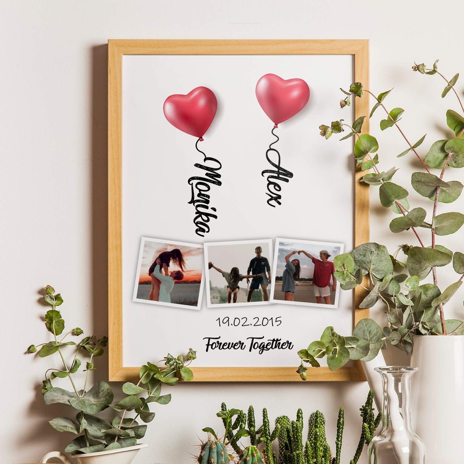 Póster Personalizado Romántico Con Corazones Y Fotos