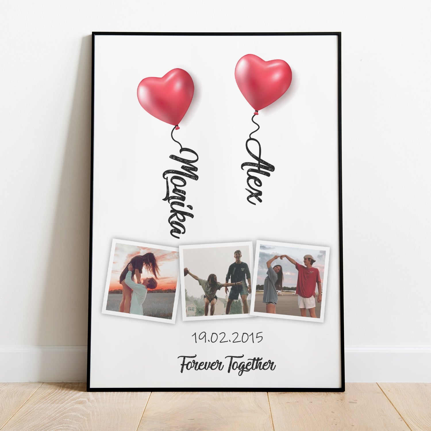 Póster Personalizado Romántico Con Corazones Y Fotos