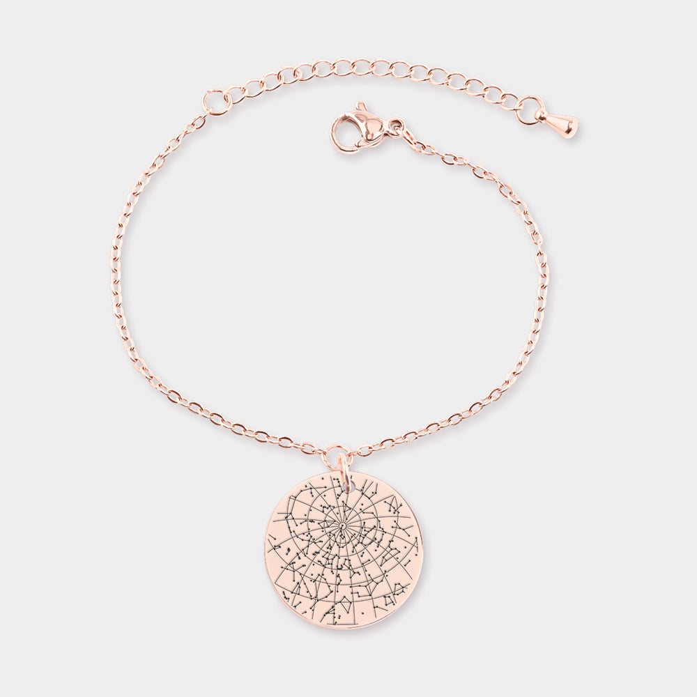 brazalete de oro rosa personalizado grabado con mapa de estrellas