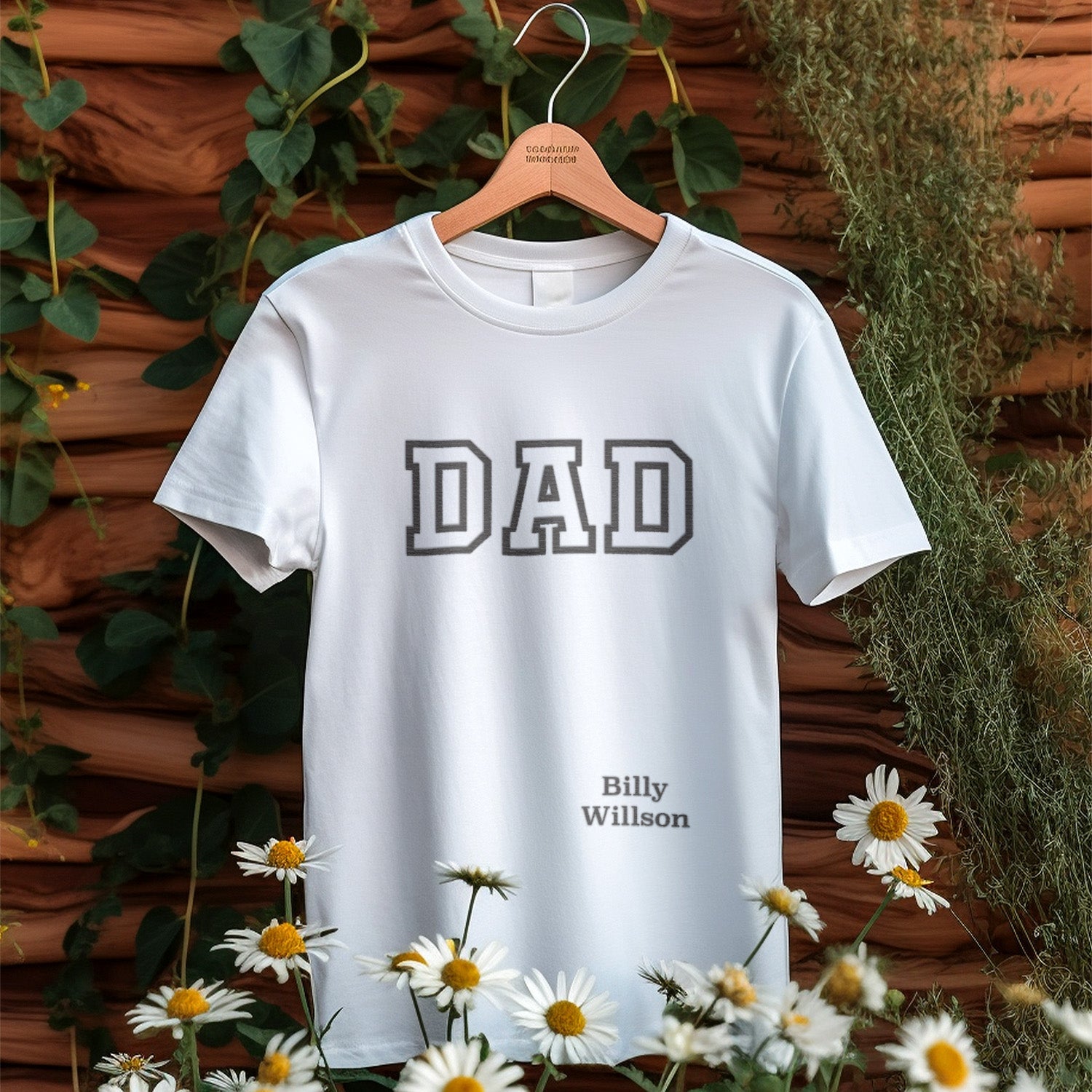 Camiseta Personalizada Para Papá Bordado Con Nombre