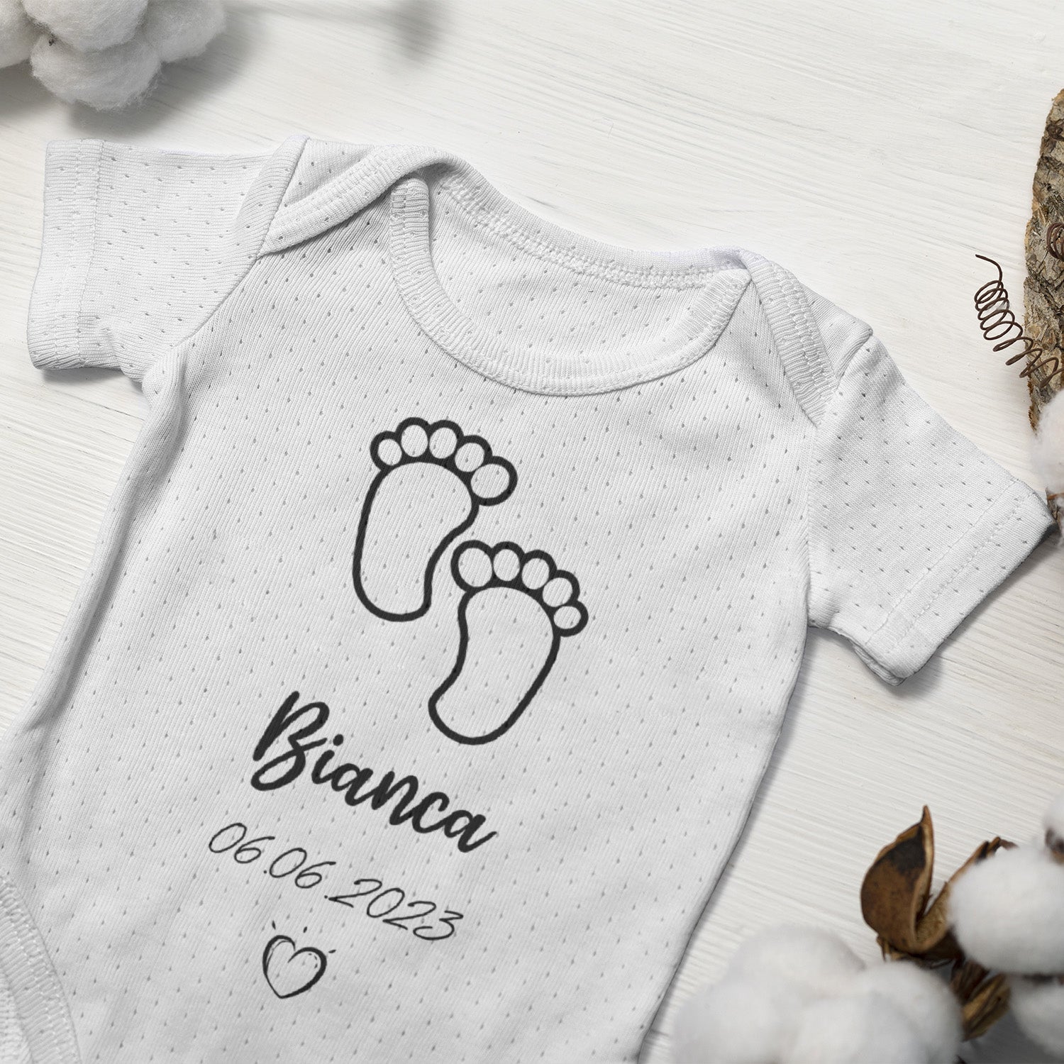 Body Para Bebé Personalizado Con Pies Nombre Y Fecha