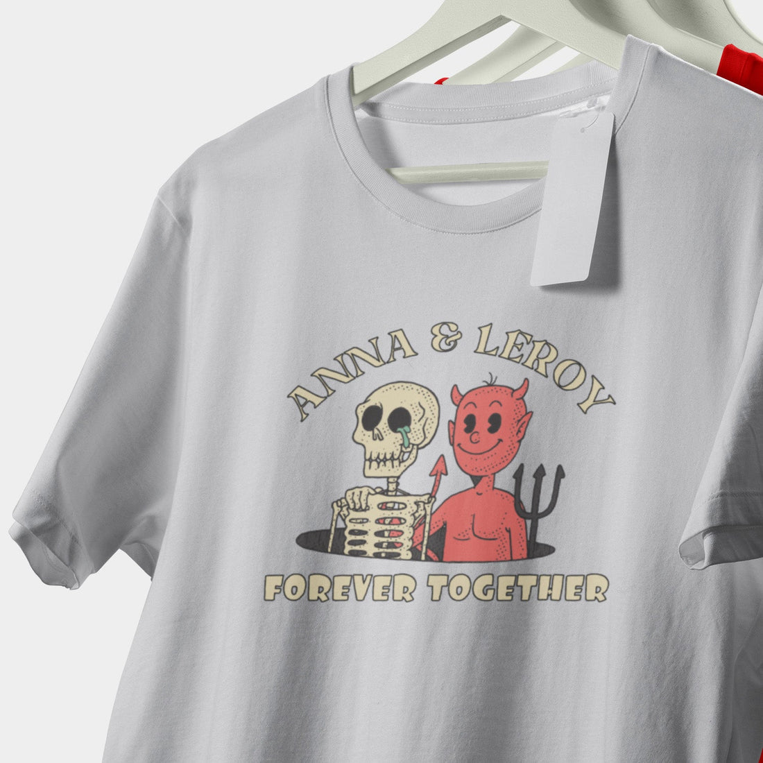 Camiseta Personalizada Divertida Con Nombres Dibujo Angel y Demonio