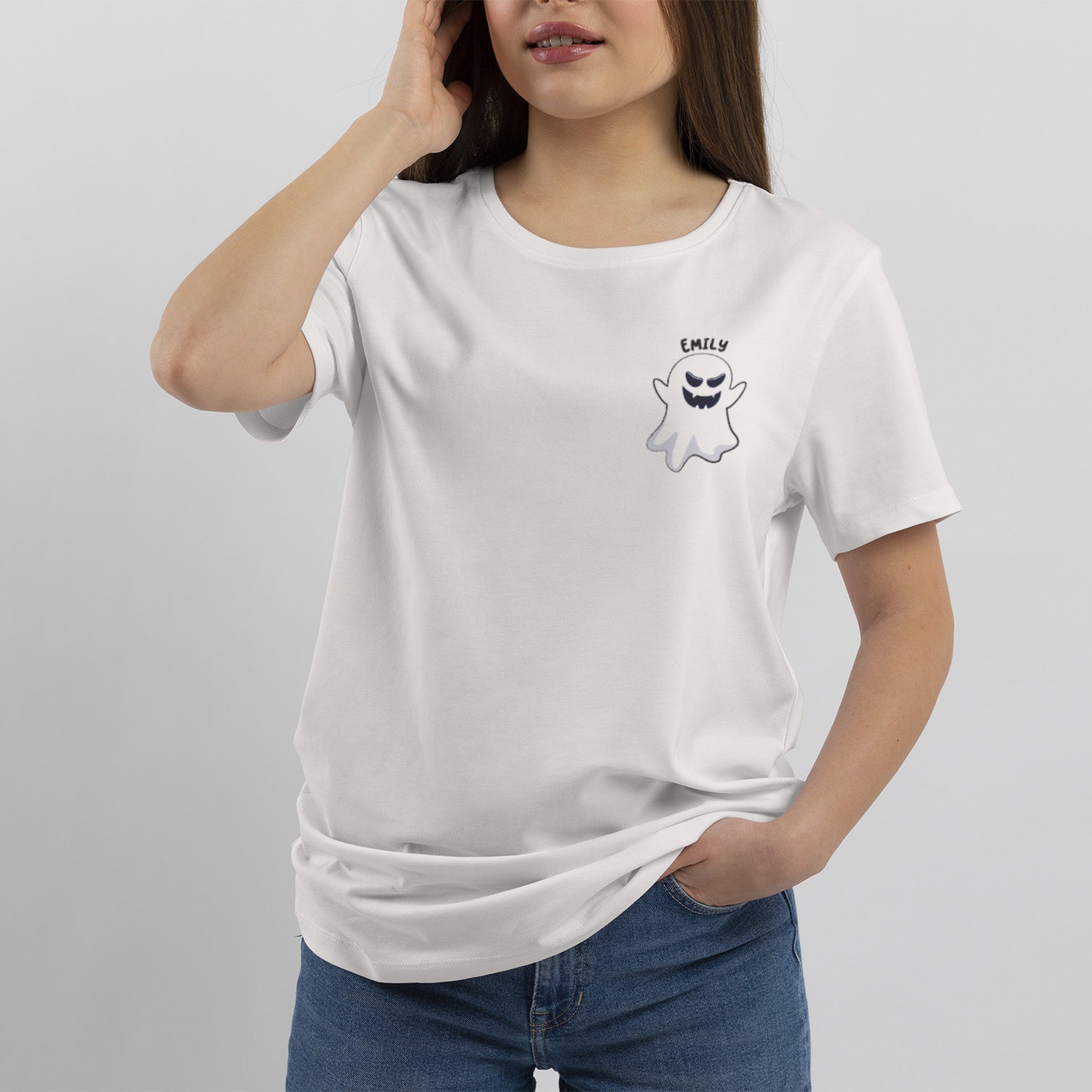 Camiseta Personalizada Con Fantasma Ilustrado Y Nombre