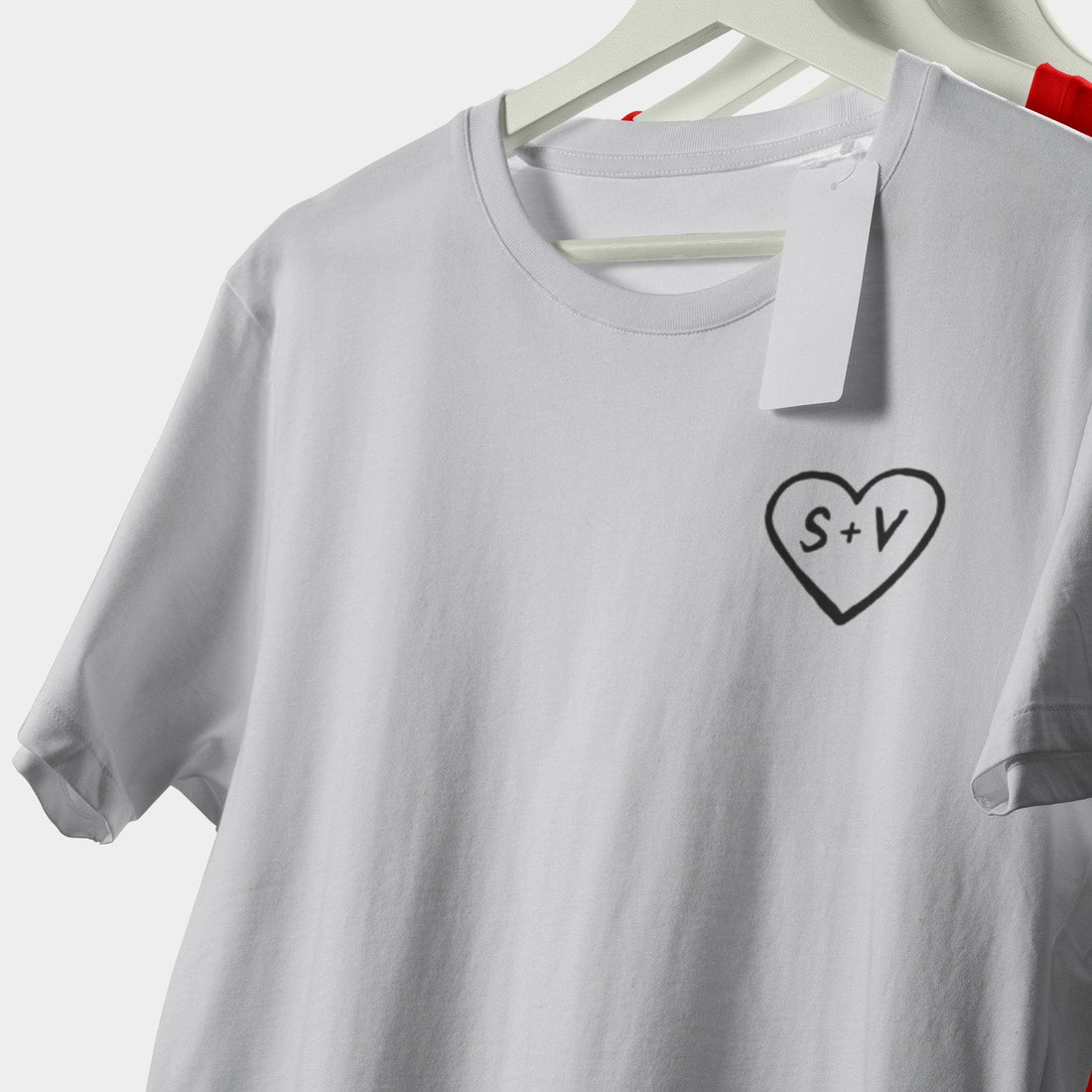 Camiseta Personalizada Para Parejas Corazón E Iniciales