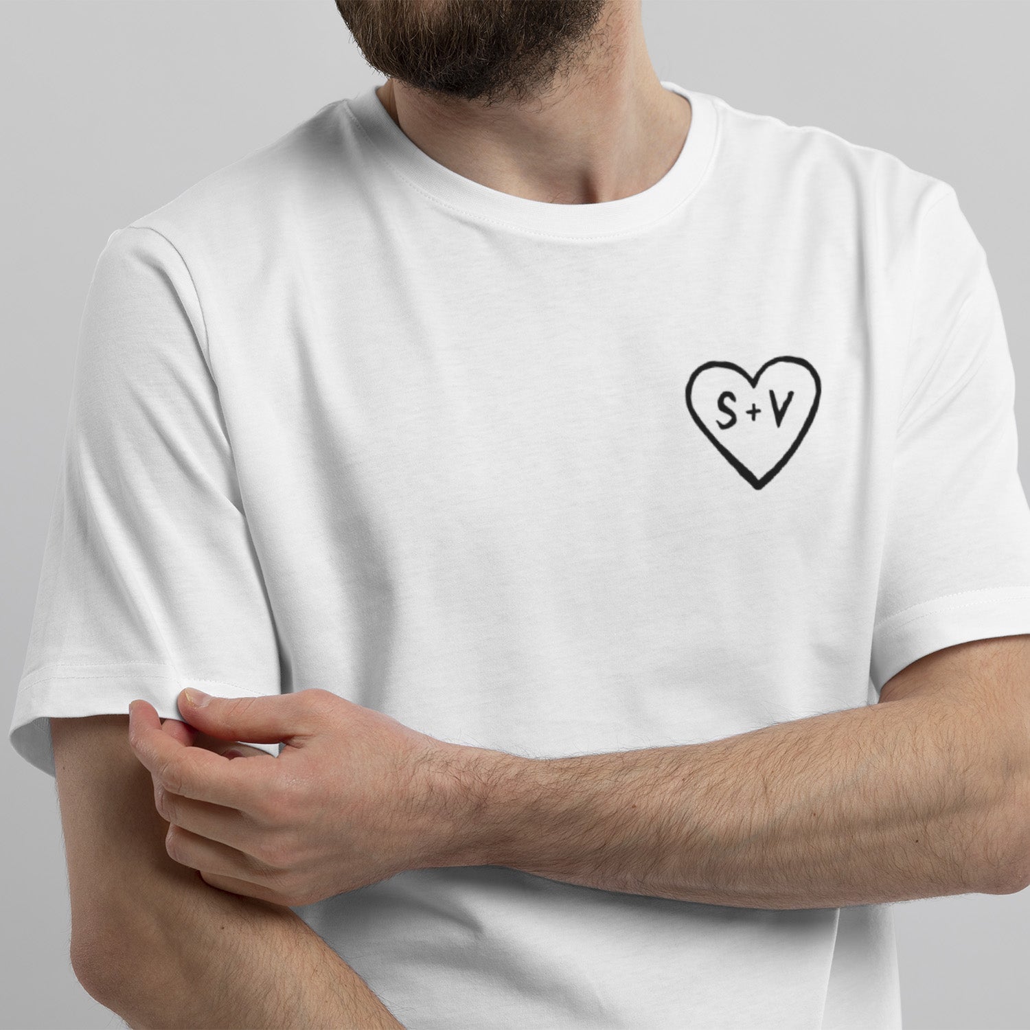 Camiseta Personalizada Para Parejas Corazón E Iniciales