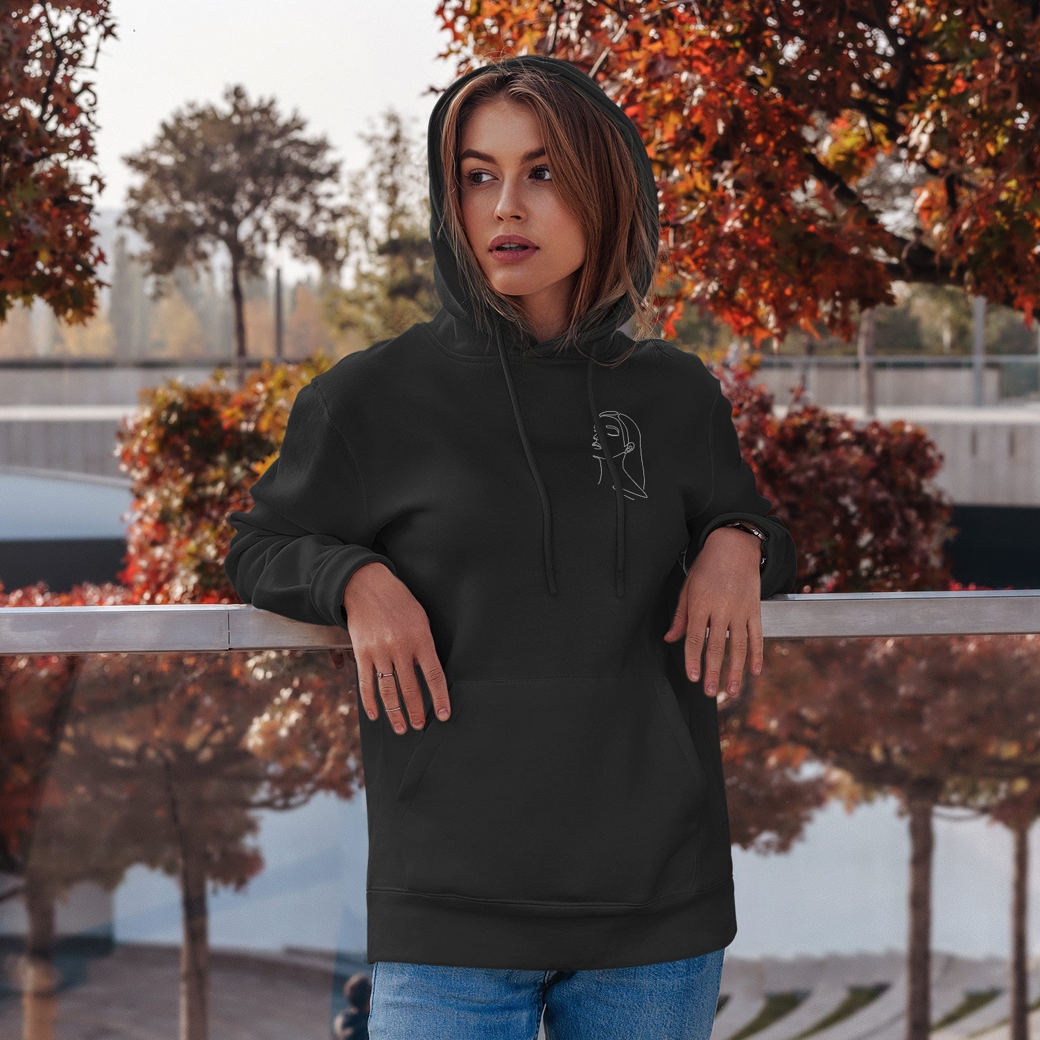 Sudadera Bordada Personalizada Ilustración Arte Lineal