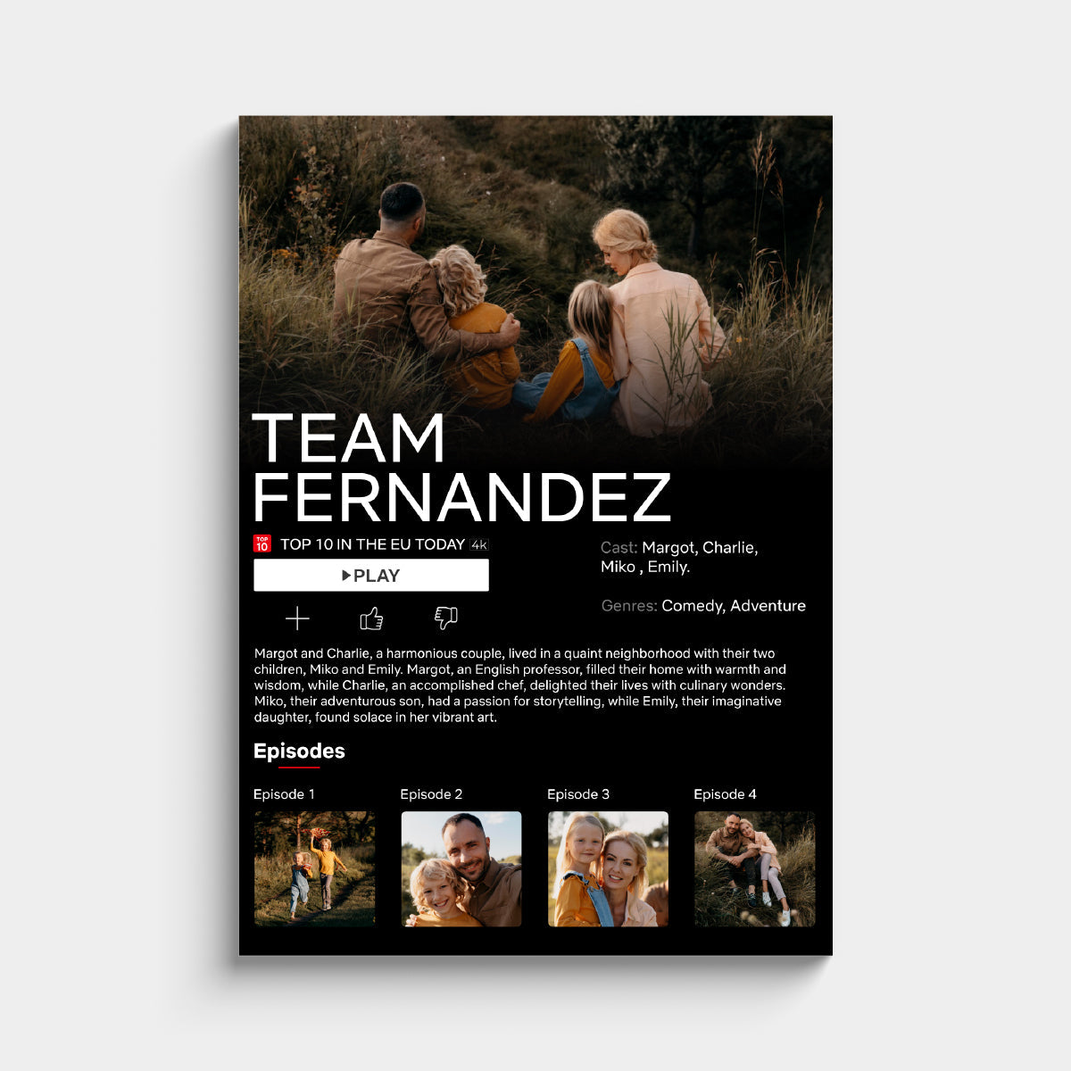 Póster Personalizado Con Fotos Estilo Película Netflix