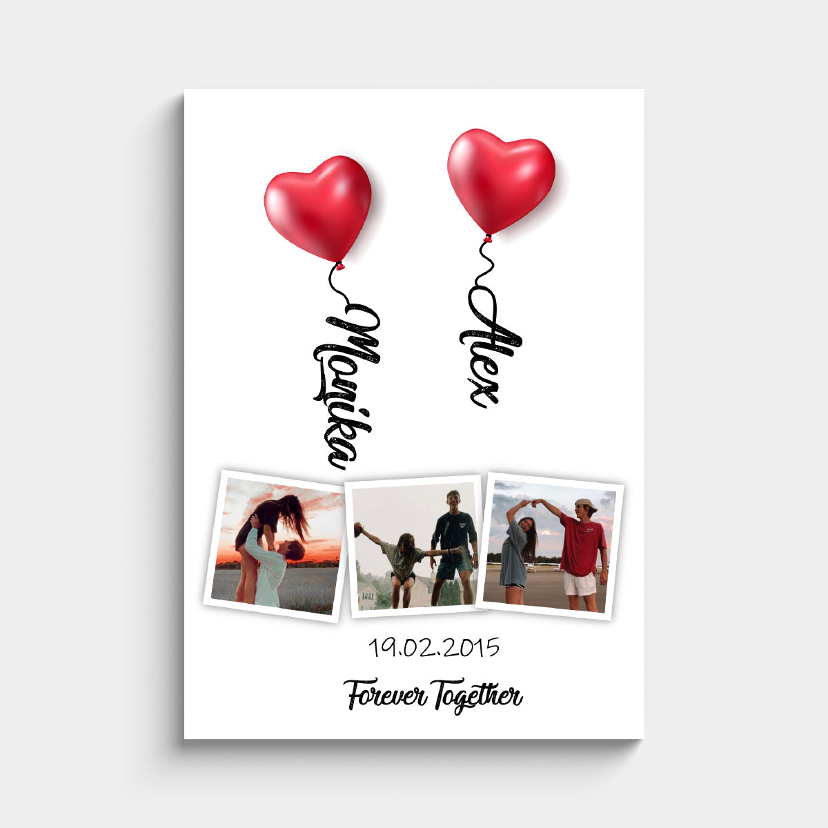 Póster Personalizado Romántico Con Corazones Y Fotos