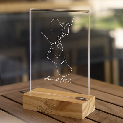 Placa Transparente Personalizada Arte Lineal con Nombres