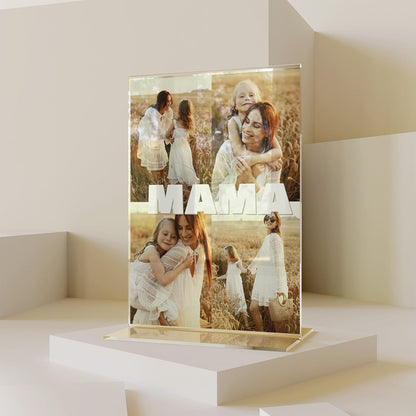 Placa Transparente Personalizada con Collage Fotos y Texto