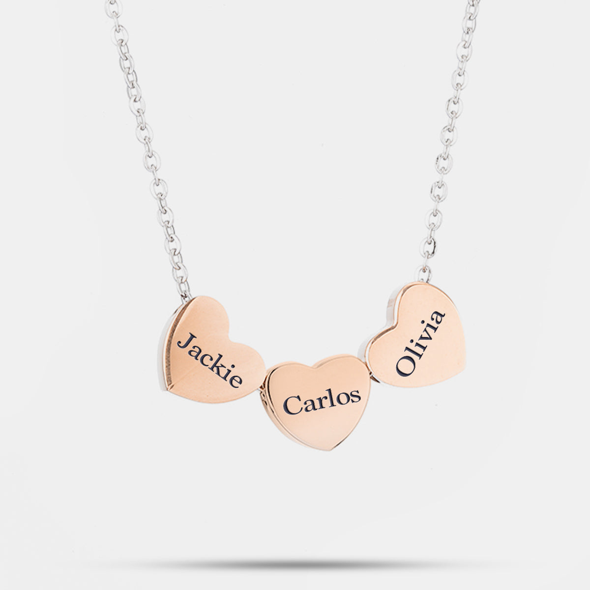 Collar Personalizado Tres Corazones con Nombre